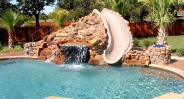 waterfalls for pools inground with slide attached