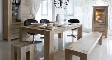 zen dining rooms in white with black pendant lamp accent