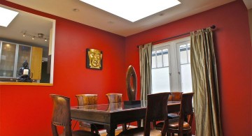 zen dining rooms with red walls